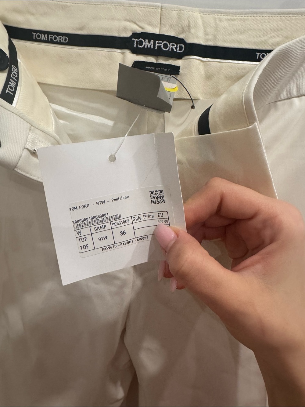 Tom Ford Cream Straight-Leg Dress Pants - Picture 5 of 6